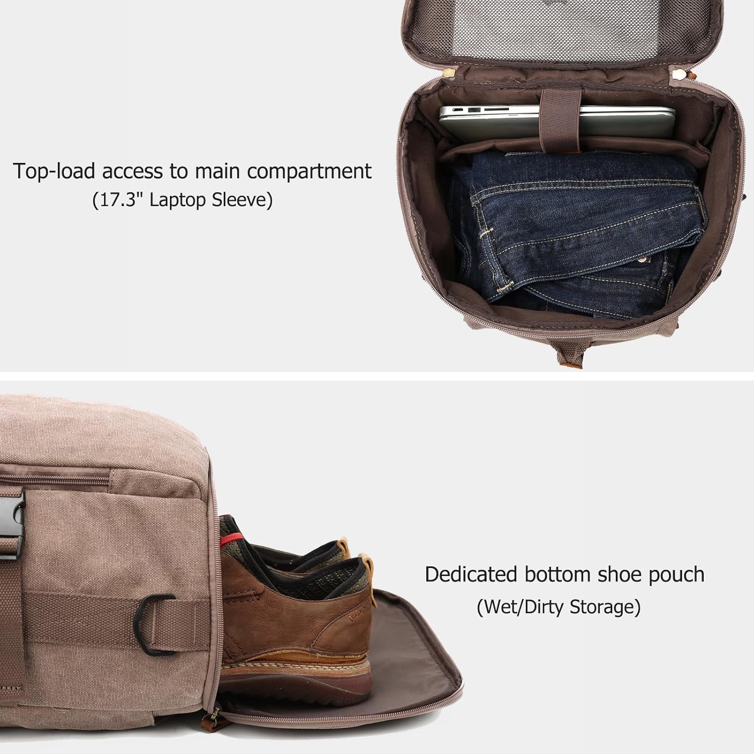 40L Travel Backpack, Vintage Canvas Rucksack Convertible Duffel Bag Carry on Backpack Fit for 17.3 Inch Laptop Bag