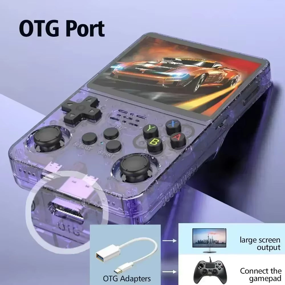 R36S Retro Handheld Game Console - 3.5 Inch IPS Screen, 64GB/128GB/256GB, Portable Gaming Device with Built-In Games