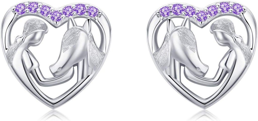 Hypoallergenic Silver Lucky Horse Stud Earrings for Girls Women 925 Sterling Silver Horse Gifts for Horse Lovers Jewelry