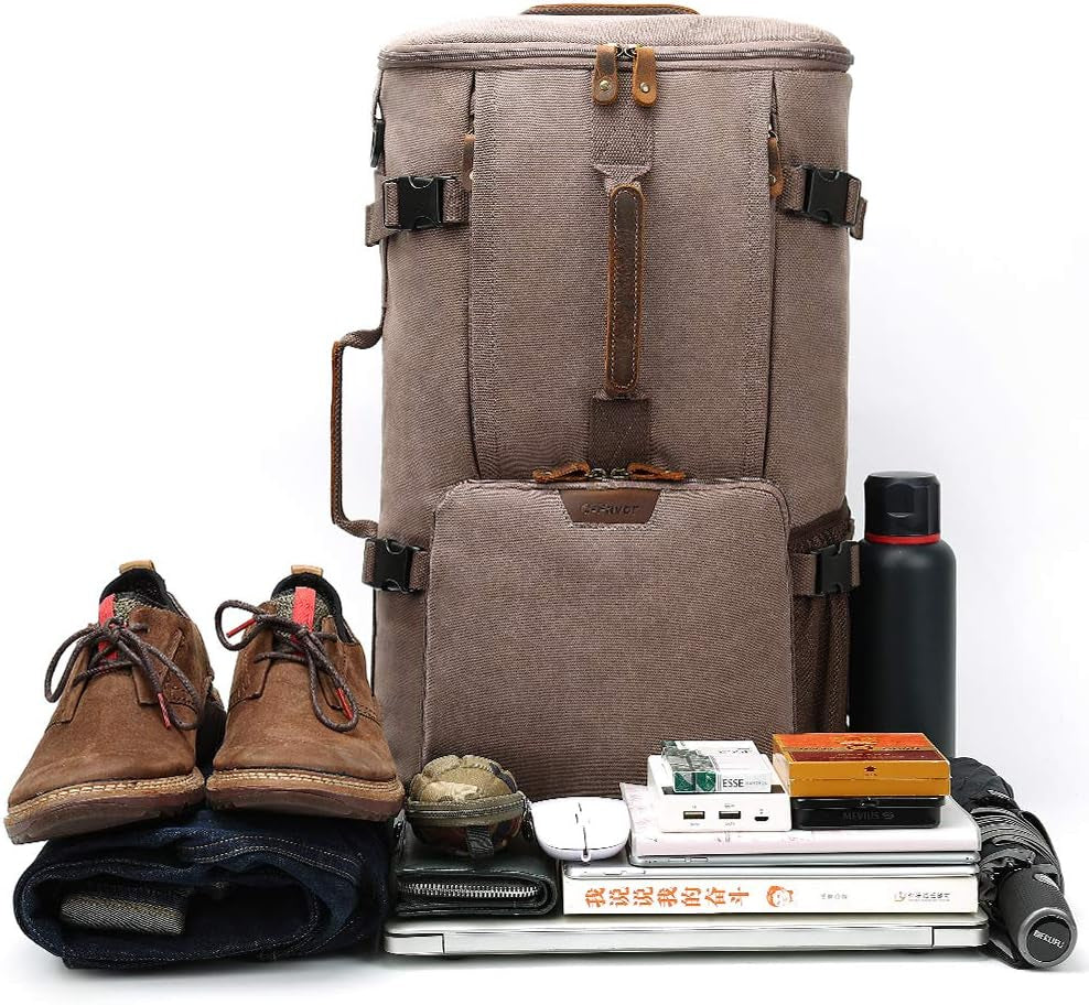 40L Travel Backpack, Vintage Canvas Rucksack Convertible Duffel Bag Carry on Backpack Fit for 17.3 Inch Laptop Bag