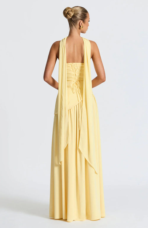 Crimson Allure | Strapless Maxi Gown with Matching Scarf